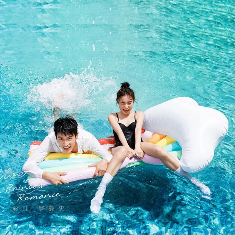 Pool Float Swimming Ring for Adult 180cm Rainbow Inflatable Mattress Floating Bed Raft Circle Party Toys | Спорт и развлечения