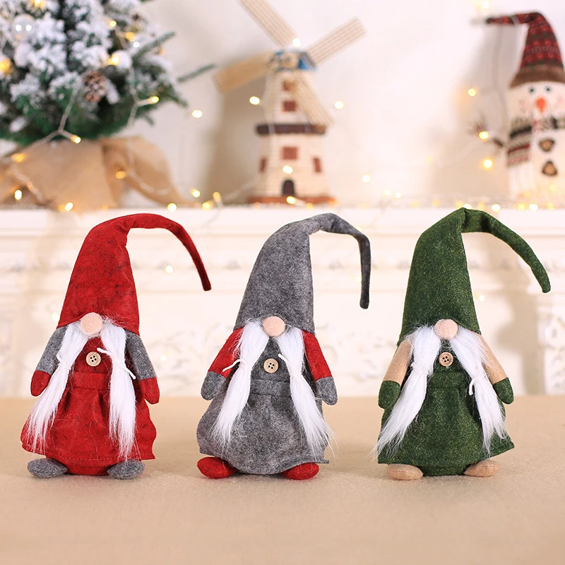 12*28cm Fluffy Cartoon Christmas No Face Santa Doll Swedish Gnome Toy Home New Year Party Table Decor Xmas Pendants Ornaments | Дом и сад