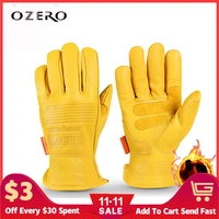 ozero motorcycle moto gloves sheepskin leather sports riding cycling windproof snowboard ski hiking hunting gloves for men 5011
