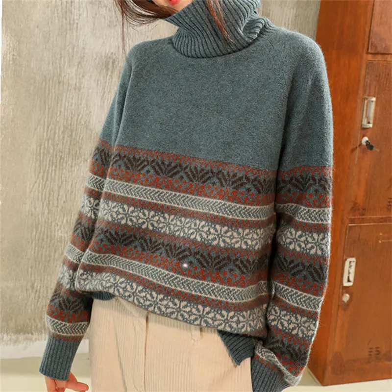 

Sweater women autumn/winter new high-necked women sweater loose large-size knitwear bottom sweater women sweater