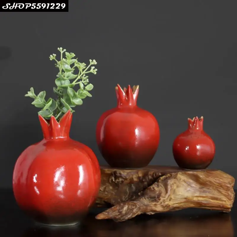 

Ceramic Red Pomegranate Vase Phnom Penh Desktop Flower Arrangement Multi-size Simulation Pomegranate Craft Decoration Hydroponic