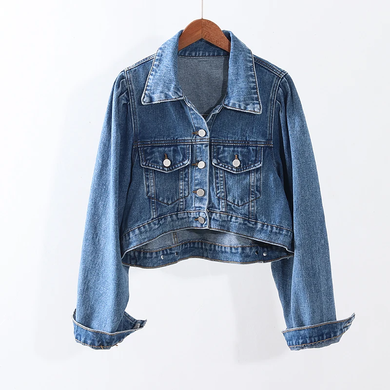 

Женская джинсовая куртка, Короткая свободная куртка с длинным рукавом, осенняя верхняя одежда