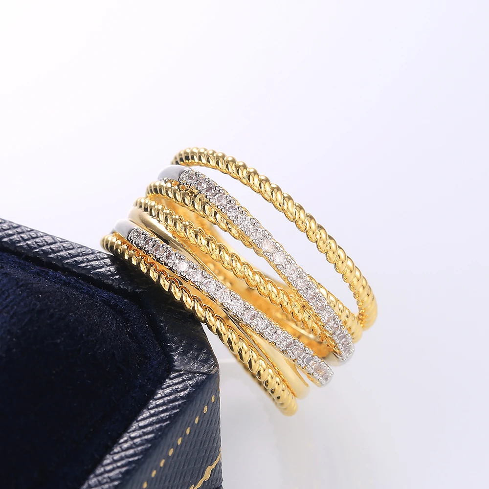 Huitan Новое поступление твист крест кольцо на палец для обручального кольца