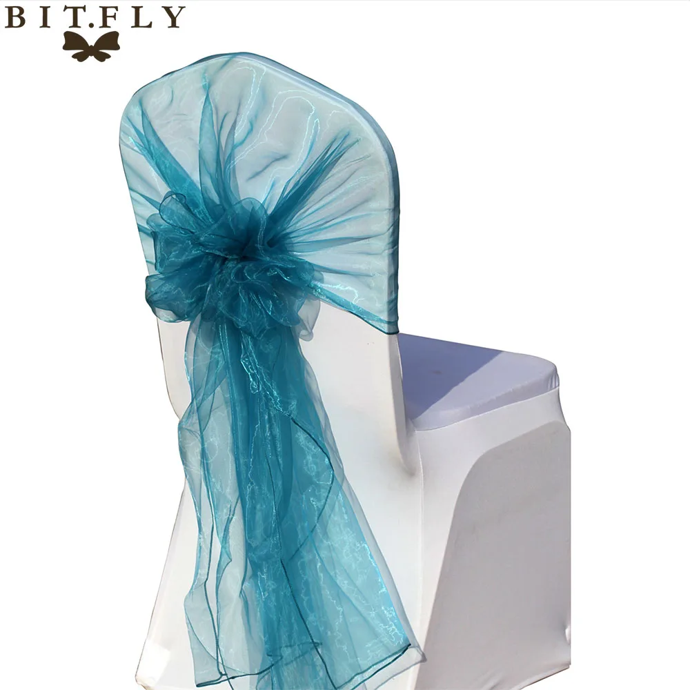 50 шт. новые персиковые свадебные чехлы для стульев из органзы с поясом вечеринки