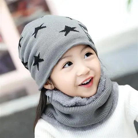 Зимняя теплая вязаная шапка с шарфом из плотной шерсти для мальчиков от 6 до 10 лет