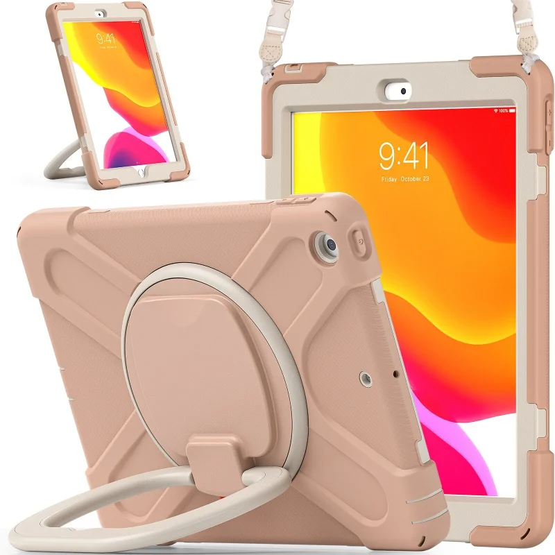 

3-слойный чехол для планшета для улицы и помещения для детей, полная защита, чехол с откидной подставкой, поворот на 360 градусов, складная руч...