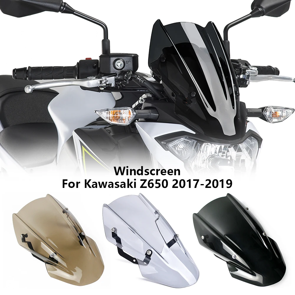 

Double Bubble Fly Screen Windscreen Windshield Wind Deflector W/ Bracket for Kawasaki Z650 Z 650 2017 2018 2019