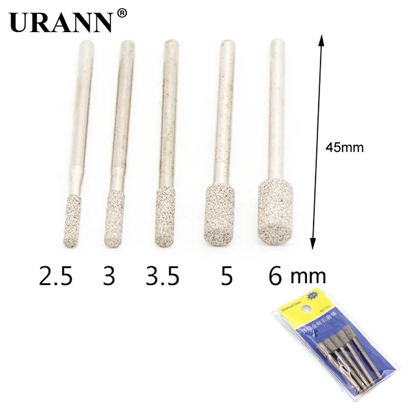 5 шт. 3 мм хвостовик цилиндрической пайки алмазная шлифовальная головка