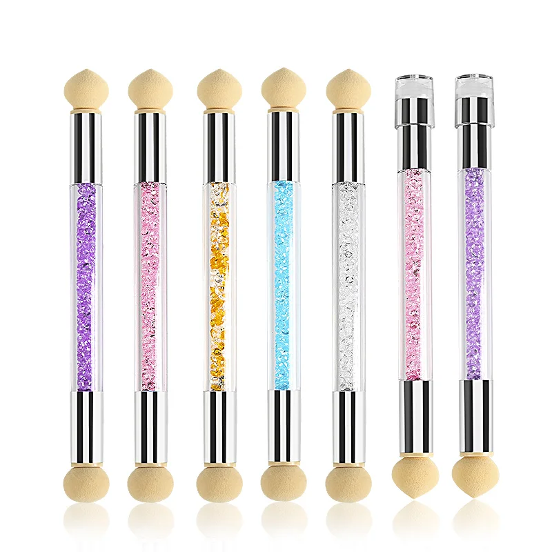 

Nail Art Glitter Polish Tools Gel Brushes Gradient Acrylic Handle Silicone Stamper Manicure Dots Sponge Double End Blooming Pen