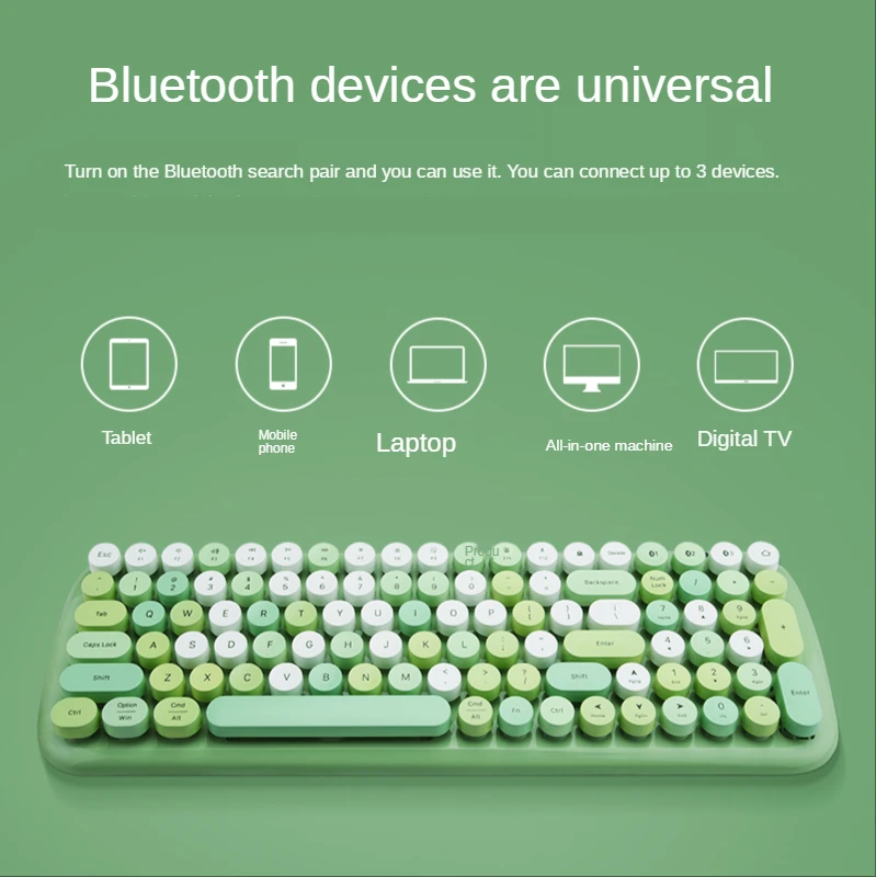 bluetooth keyboard with colorful retro gorgeous keycaps wireless bluetooth keyboard for pc computer notebook laptop game free global shipping