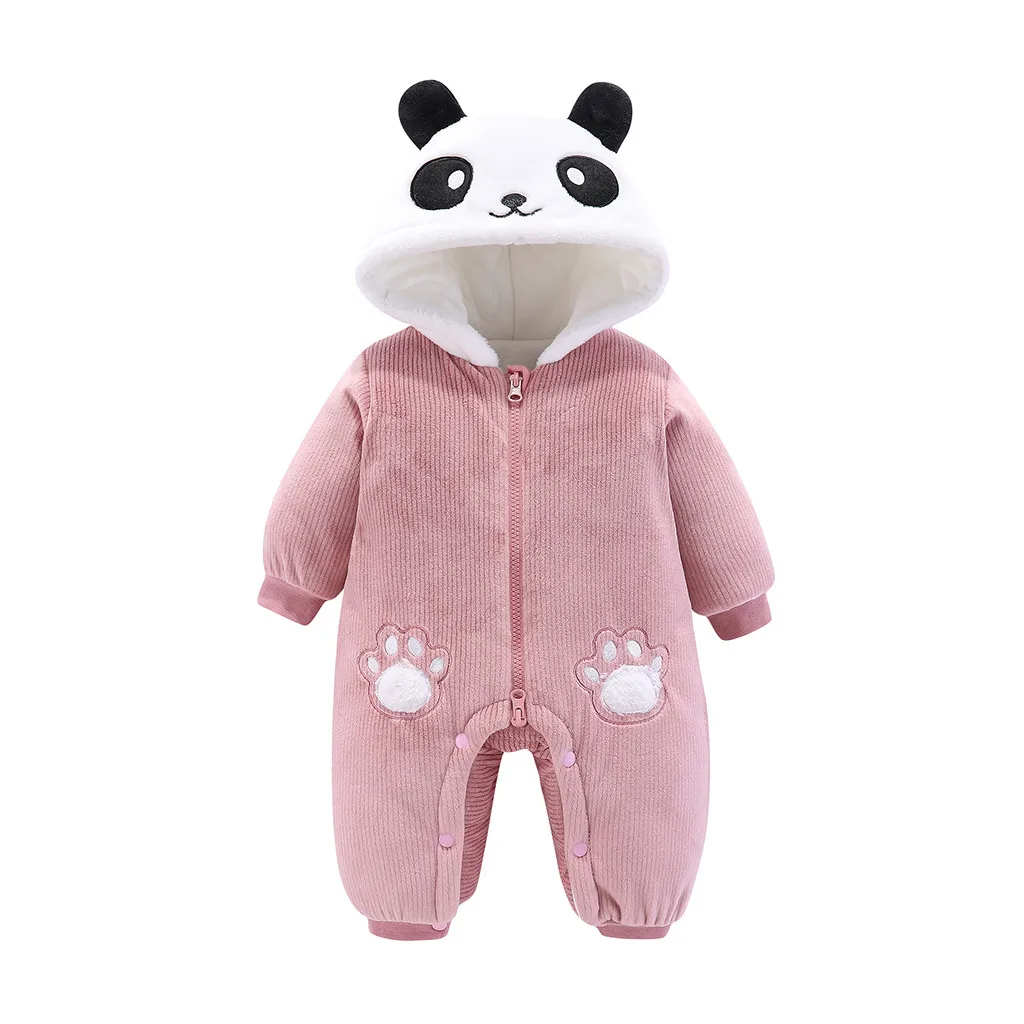 

JAYCOSIN Newborn Infant Baby Boys Girls Long Sleeve Cartoon Fleece Hooded Romper Jumpsuit Baby Boy Winter Coat