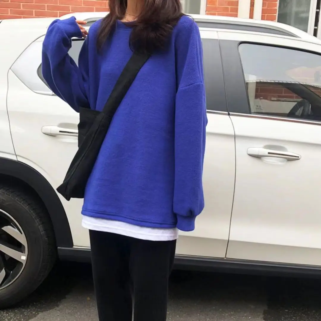 Свитшот женский голубой с имитацией двух предметов в Корейском стиле | Женская