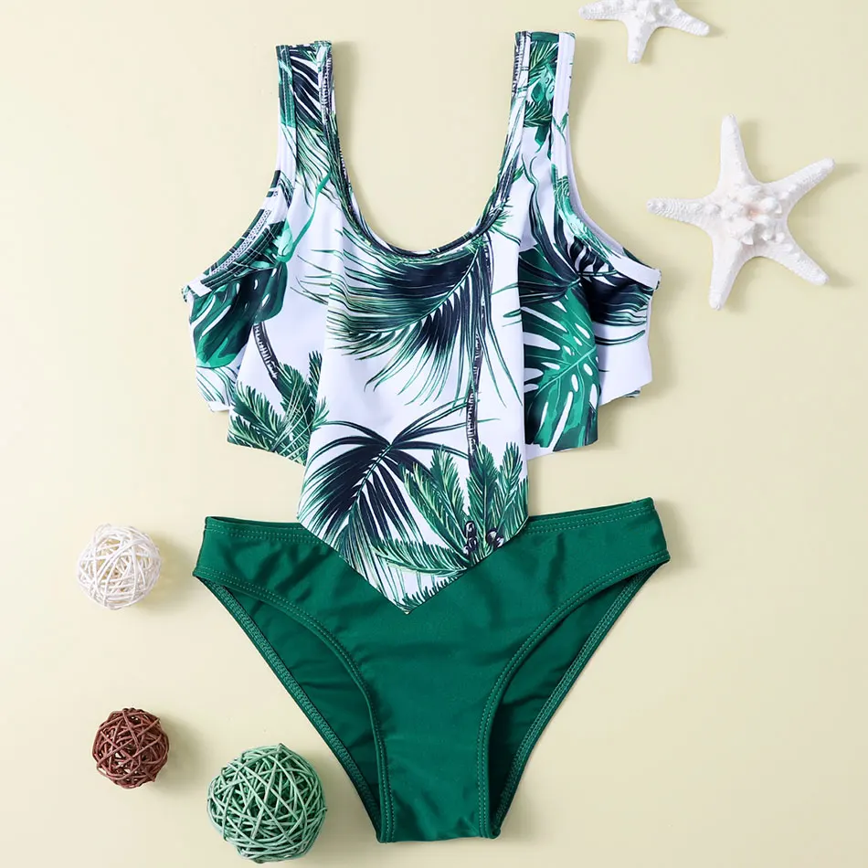 

Tropical Hanky Hem Girl Swimsuit Kids 5-14Years Bikini Set Ruffle Two Piece Children's Swimwear Teen Bathing Suit 2022 Beachwear