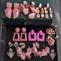ztech new korea fashion pink resin beaded drop earrings for women girls za wedding jewelry 30 designs dangle statement bijoux