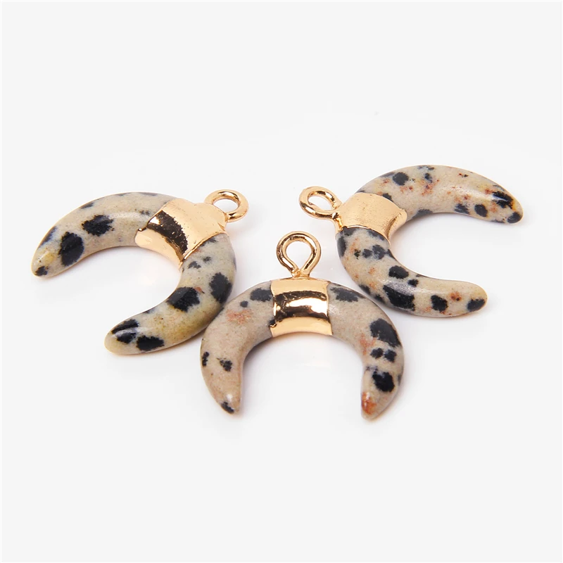 

New Arrival Fashion Moon Shape Natural Quartzs Stone Charms Pendants Accessories Fit Necklace Earrings Bracelets DIY Wholesale