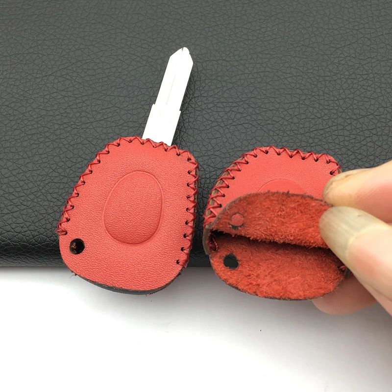 

1 Button Car Key Shell Case High Quality 100% Leather Cover Holder For Renault Clio Megane Scenic IR Remote Fob Key cases