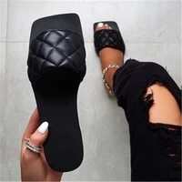 new fashion women square toe flat casual shoes women slide 2021 summer flip flops beach sandal slipper big size 41