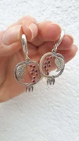 vintage ruby red ear stud earrings luxury female gemstone earrings silver color wedding engagement earrings for women