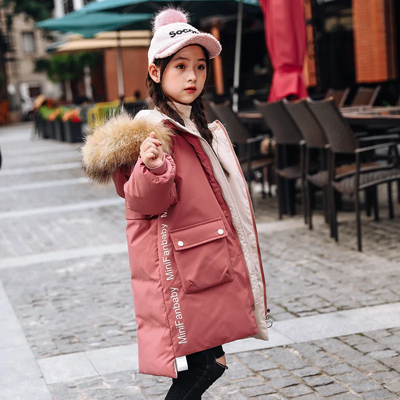 2023 New Winter Warm Girls Long Jacket Fashion Fur Collar Hooded Teen Girl Parka Coat Snowsuit Children Outerwear Clothing 4-13Y images - 6