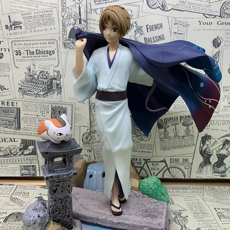 

25cm Anime Natsume Yuujinchou Takashi Natsume and Madara Action Figure Theater Version Scene Base Cloak PVC Model Doll Toy Gifts