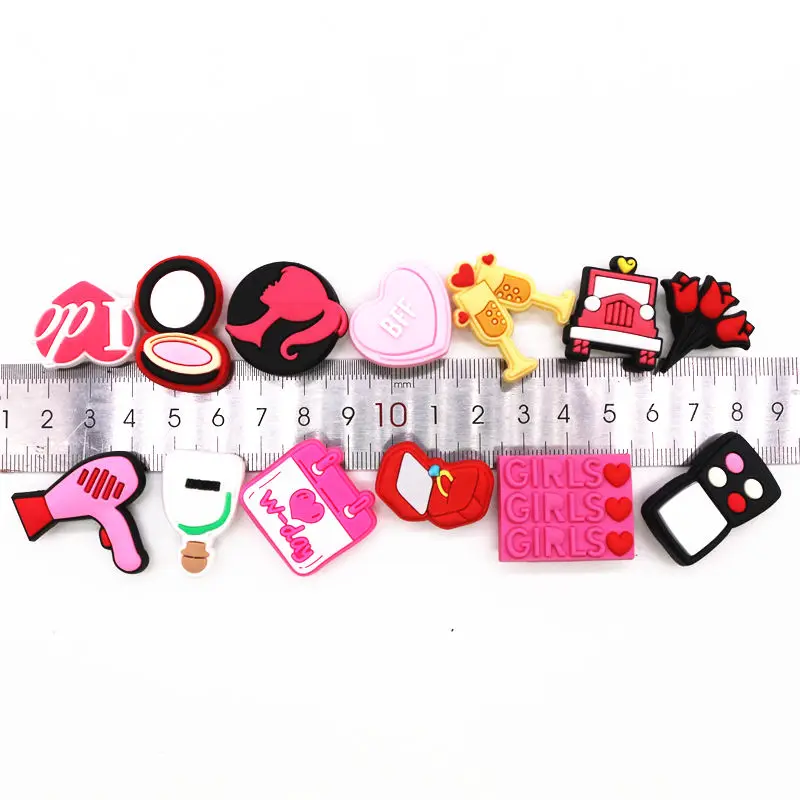 

23 Kinds of Fashion Sweet Style Shoe Charms Accessories Cute Girl Series PVC Shoe Decoration for Croc jibz Kids Party X-mas Gift