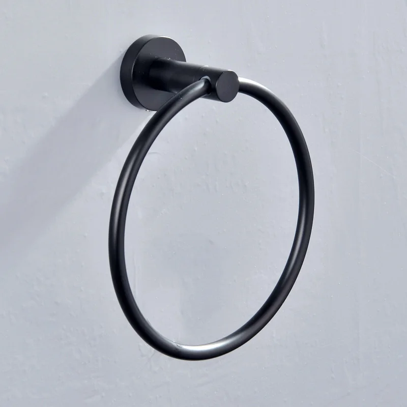 Бесплатная доставка Черный Держатель для полотенец кольцо круглая настенная