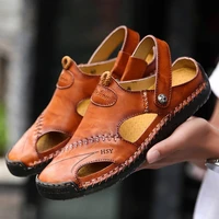 classic mens sandals summer genuine leather male beach sandals soft comfortable male outdoor beach slippers slip on man sandals