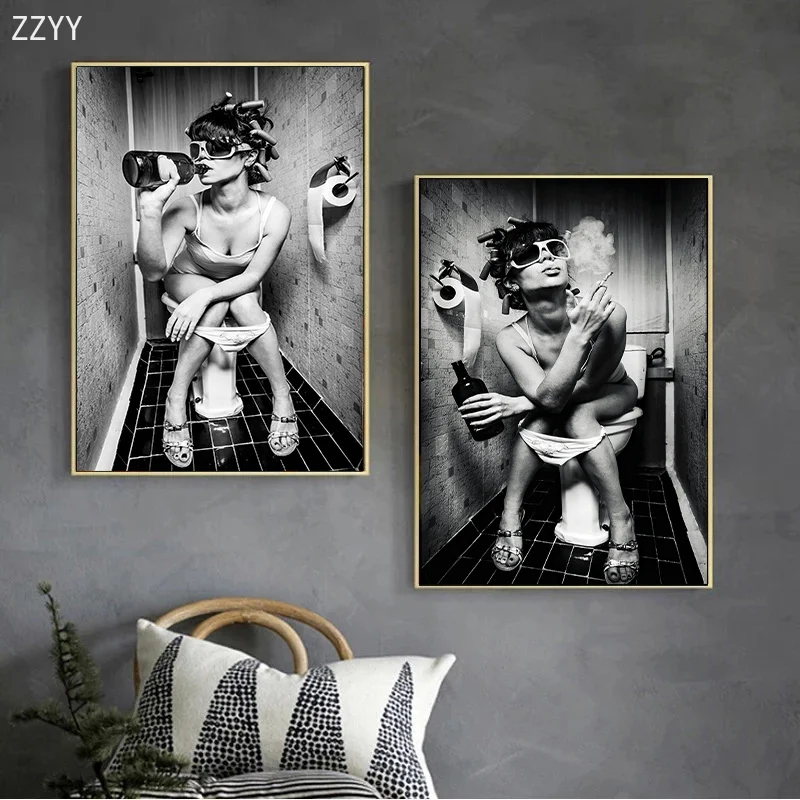 Черно-белый плакат на стену в ванную комнату картины для курительной и питьевой