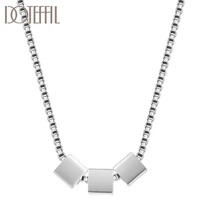 doteffil 925 sterling silver 18 inch three squares box chain pendant necklace for women man fashion wedding party charm jewelry