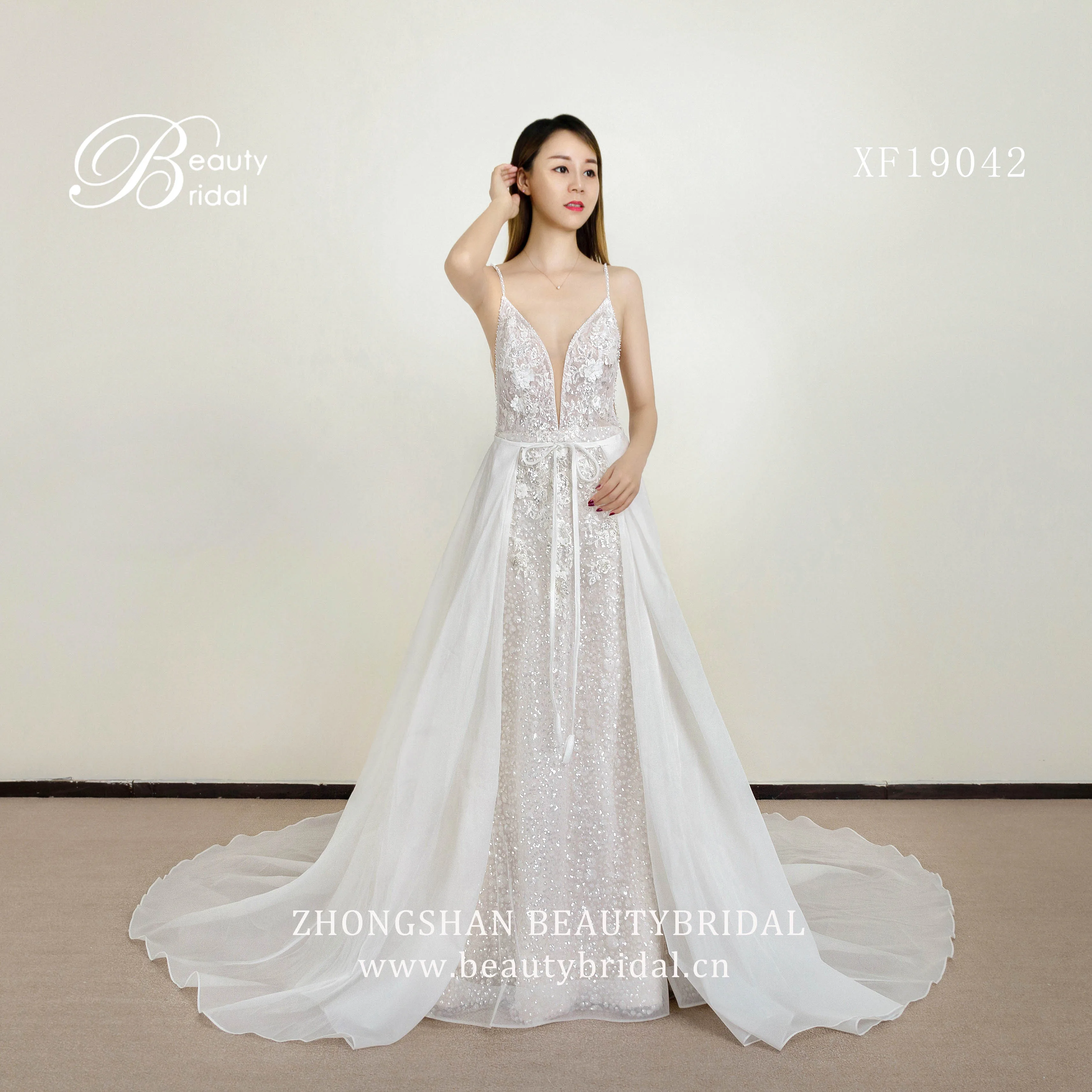 Свадебное платье-русалка кружевное платье на пуговицах с аппликацией заказ XF19042