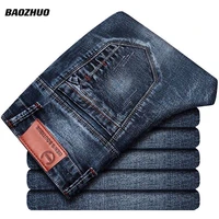 baozhuo 2021 mens stretch fit jeans spring summer business casual fashion skinny jeans 10 styles black blue grey classic pants