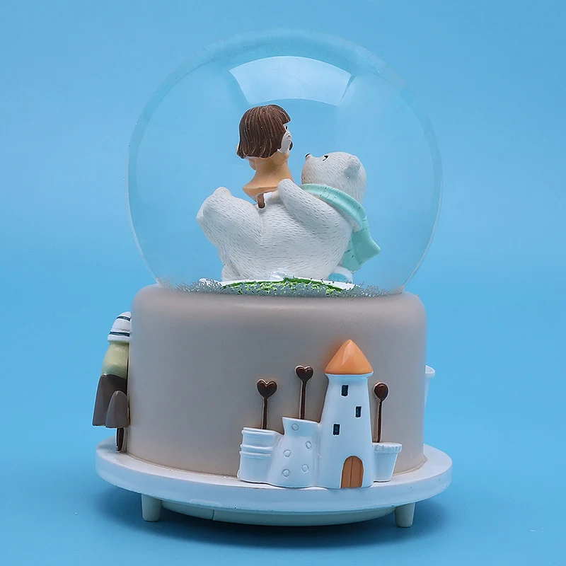 Милый замок с маленькой девочкой белый медведь украшение для дома хрустальный