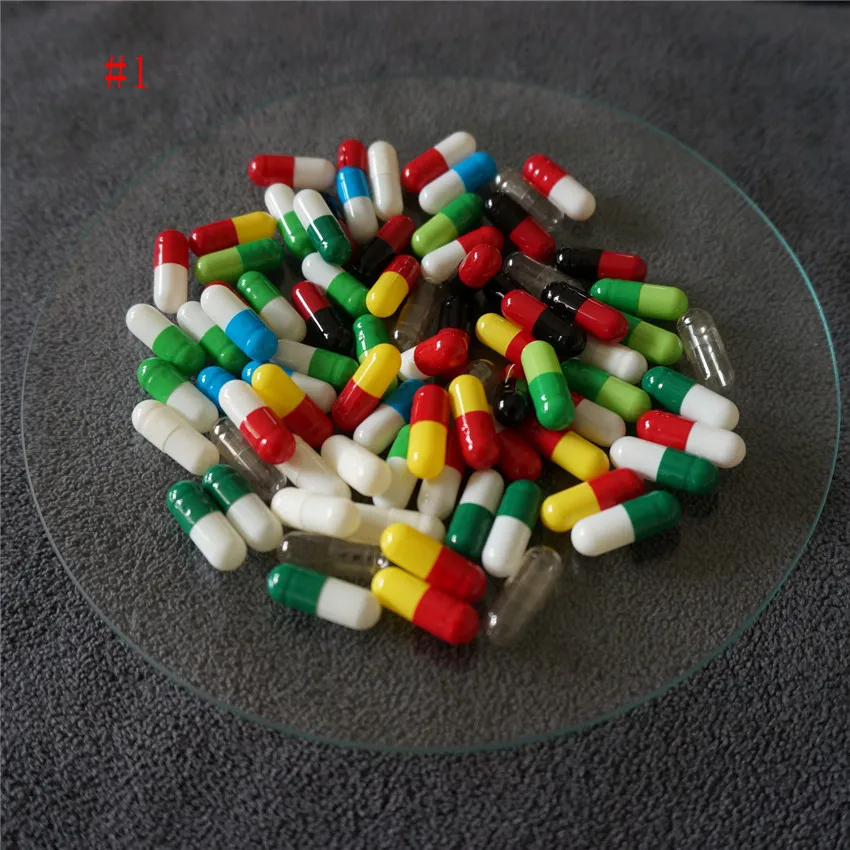 

1# 200pcs/lot 1 size colored empty gelatin capsules size 1 hollow gelatin capsules ,joined or separated capsules