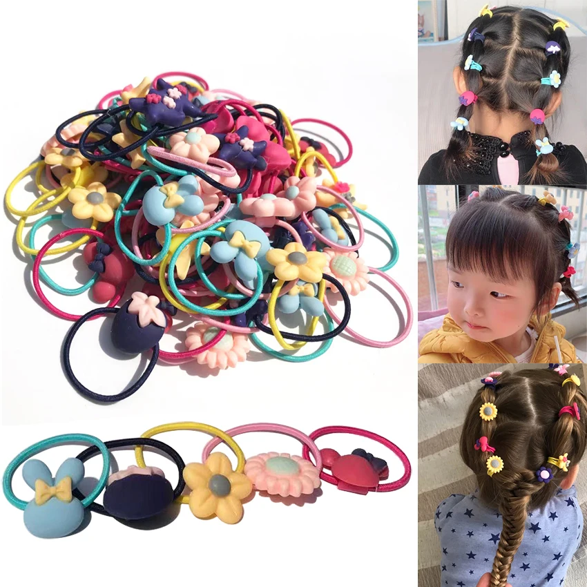 

40Pcs/Lot Girl Elastic Hair Bands Hair Accessories Gift Box Flower Hair Clip Bows Headband Cute Hairbands for Children and Woman