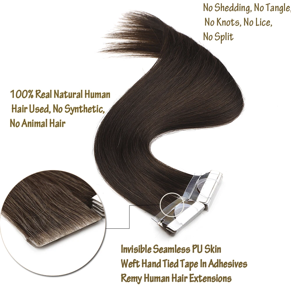 ZURIA из искусственной кожи лента волосы Remy для наращивания на заколках невидимые