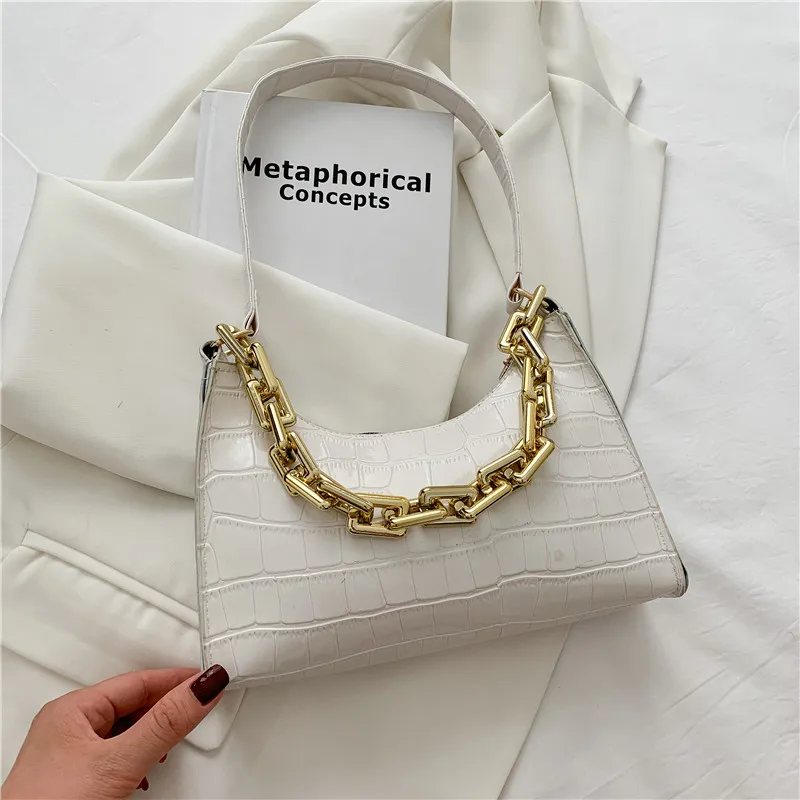 

Underarm Bags for Women Simple Shoulder Bag Korean Style Foreign Ladies Handbag Thick Chain Portable French Stick Bag