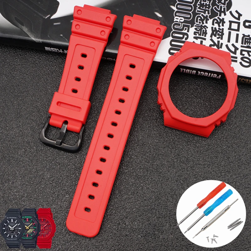 Sports Wristband Bracelet For Casio GA-2100 GA2100 Smart watch Band Protective Frame Bezel for G-Shock GA-2100-1A1 GA-2100-4A |