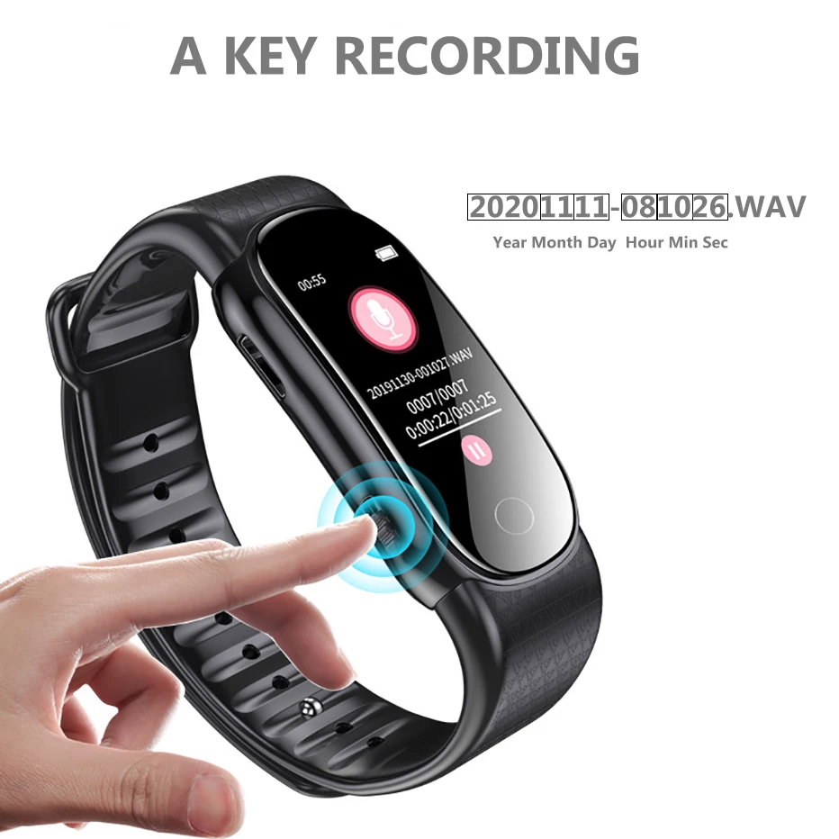 

Professional Wearable Wristband Voice Activated USB Pen 8GB Watch Digital Audio Voice Recorder Bracelet MP3 Player For Lecture