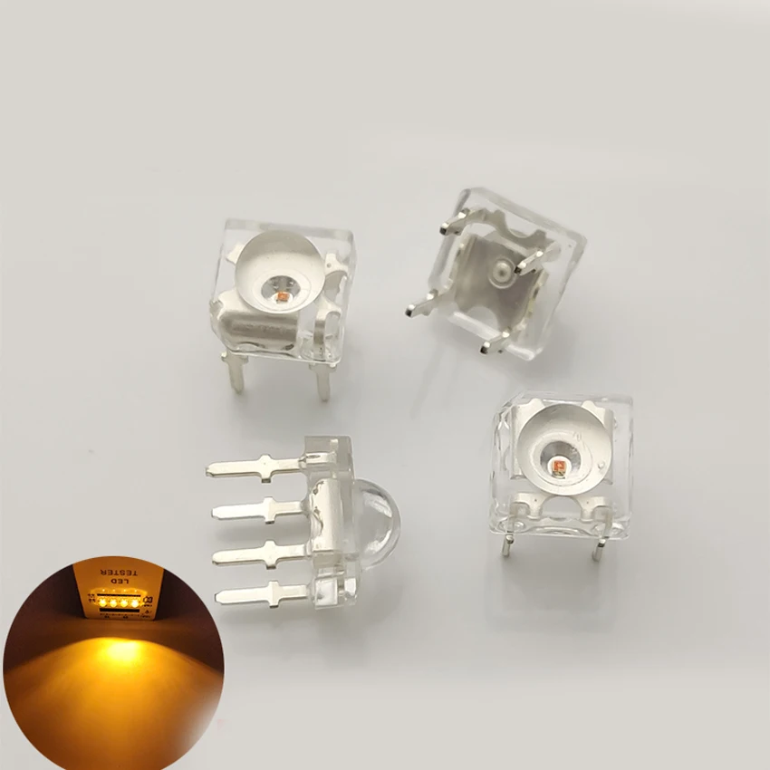 

100PCS/Lot 5MM F5 Piranha LED Yellow Color Light-Emitting-Diode 4Pin