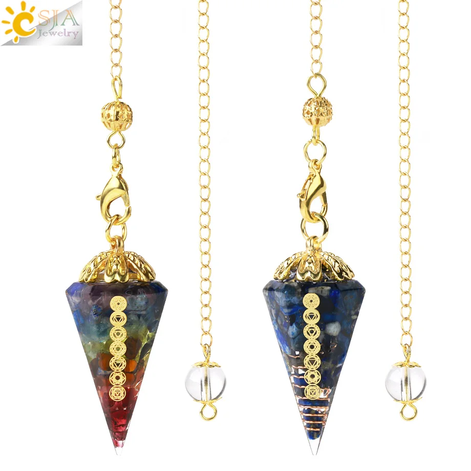 CSJA Divination маятник для приданого гадания Рейки Исцеление 7 ЧАКРА КРИСТАЛЛ маятники