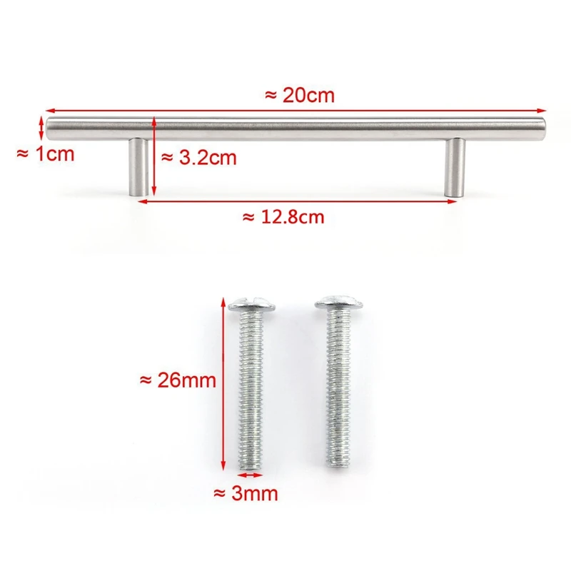 10 х Т-образная ручка из нержавеющей стали с винтом длиной 200 мм расстояние между