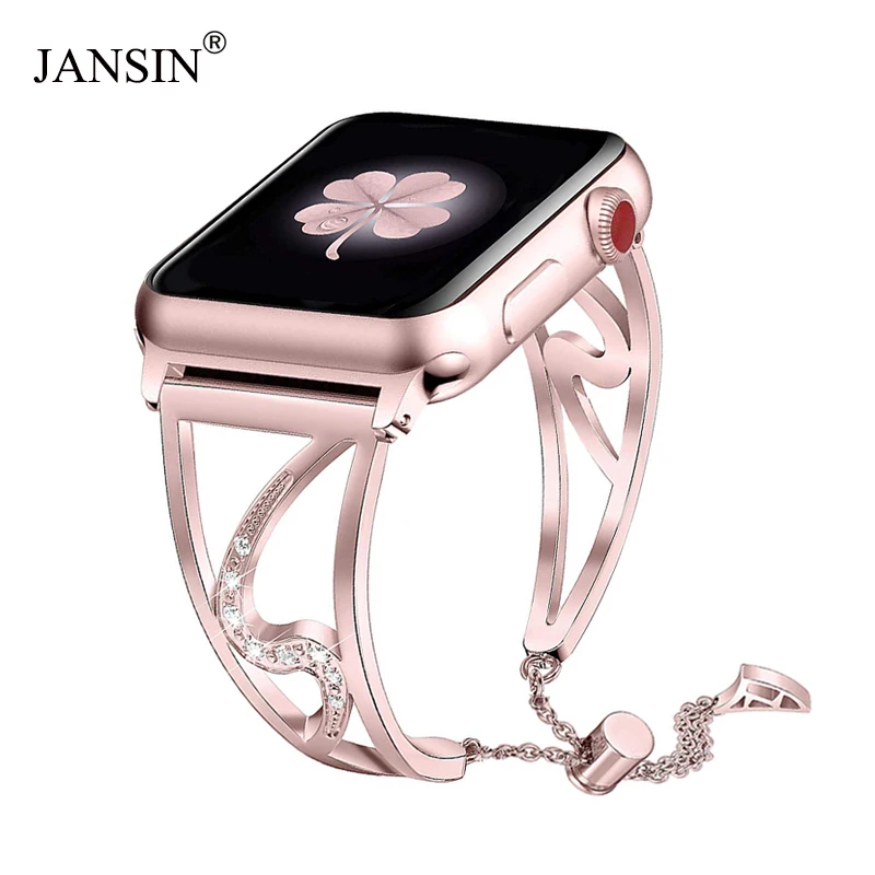 Женский браслет из нержавеющей стали с бриллиантами ремешок для Apple Watch 38 мм 42 40 44