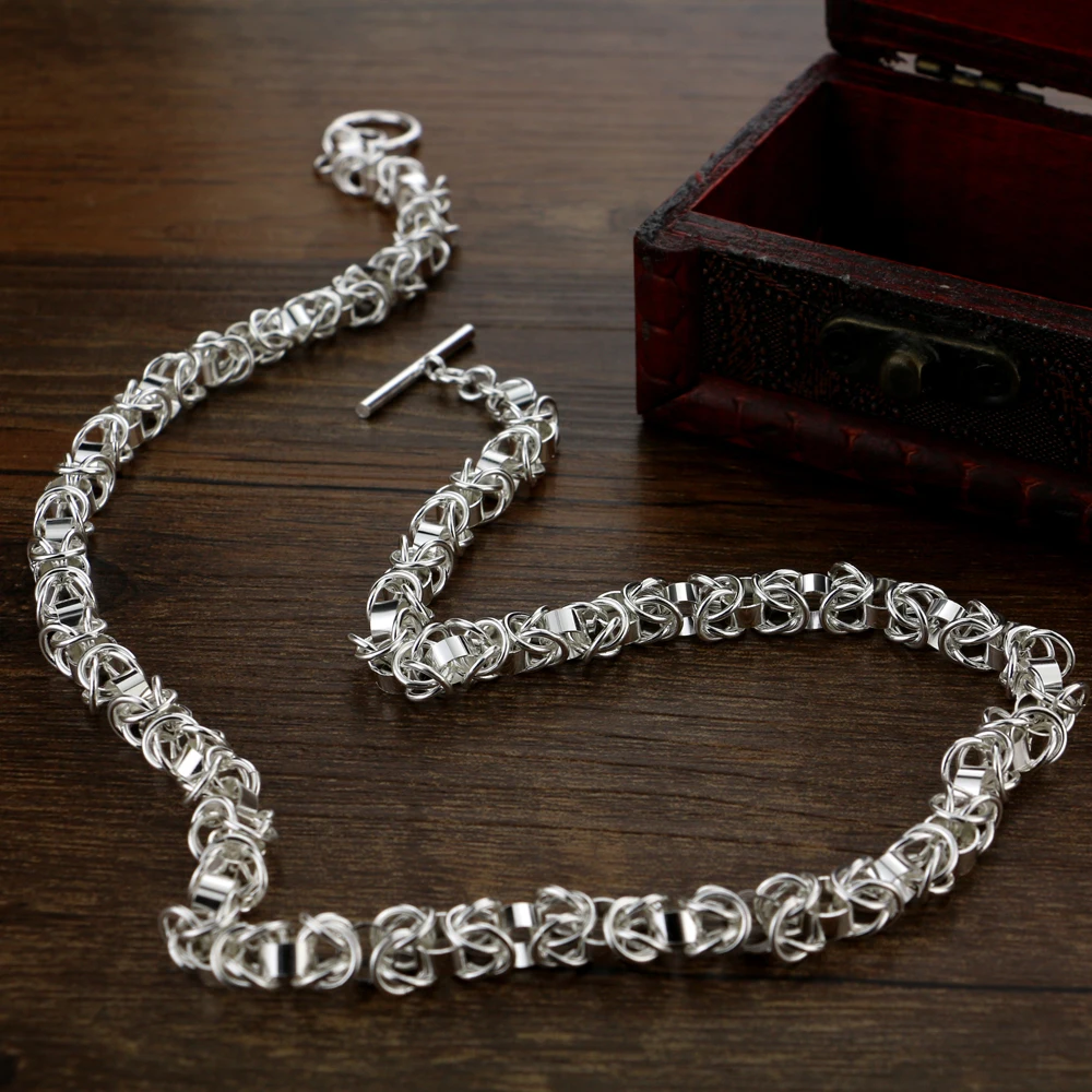 Мужское ожерелье из серебра 925 пробы с килем. Модный ажурный узор. 7 мм 53 см.