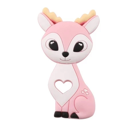 Pink Deer 1 шт. силиконовые снежинки Прорезыватель Рождественская елка звезда кулон Рождественский Олень Подарки для ребенка Лось пряники Ман детский Прорезыватель подарки - Цвет: Pink Deer