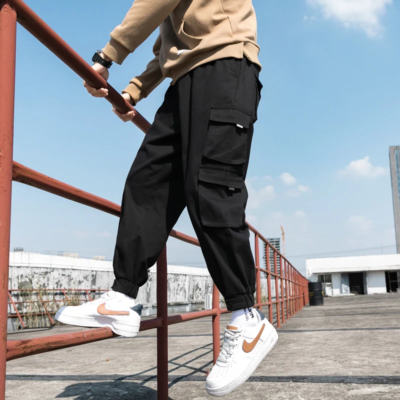 

New Men's Big Pocket Cargo Harem Pants Casual Trousers Male Hip Hop Men Jogger Sweatpants Fashion Streetwear Pants Oversized