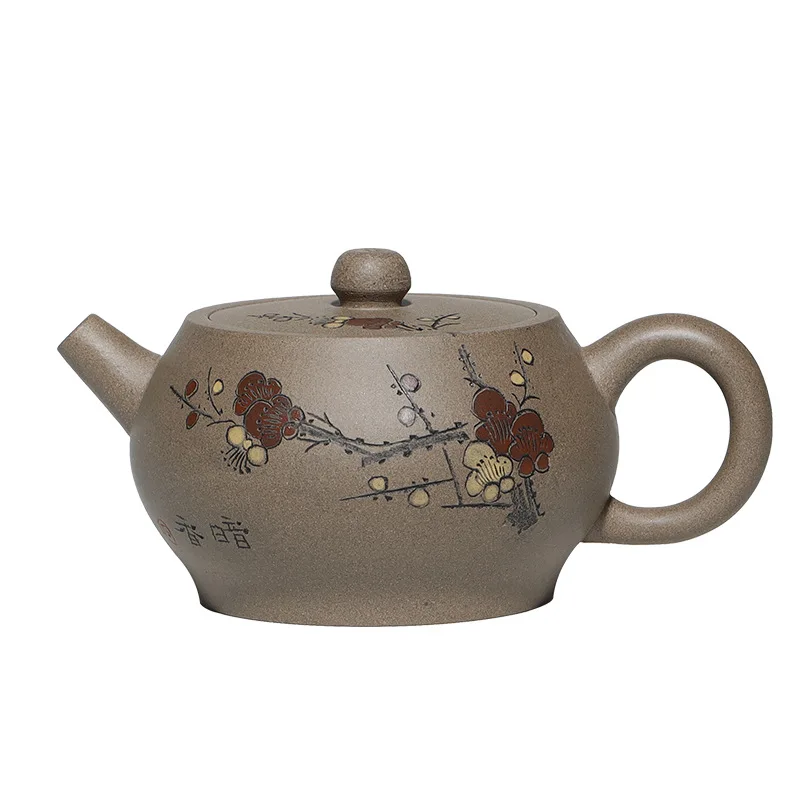 

Baixin purple clay teapot Yixing gift raw ore grey clay carving clay painting dark fragrance direct current teapot