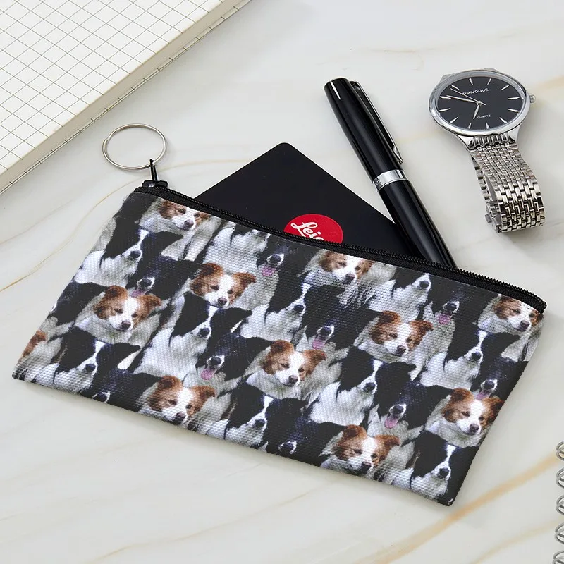 

Women Kids Canvas Coin Purse Dogs And Cats Zipper Pouch Small Wallet Children Female Key Card Holder Mini Money Bag Gift