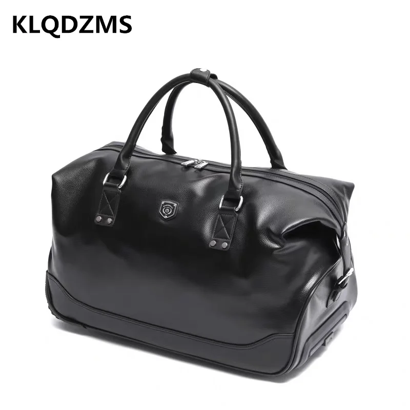 KLQDZMS Multifunctional Trolley Bag Men Fashion Travel Luggage Business Travel Handbag Portable Men's Bags Simple Black