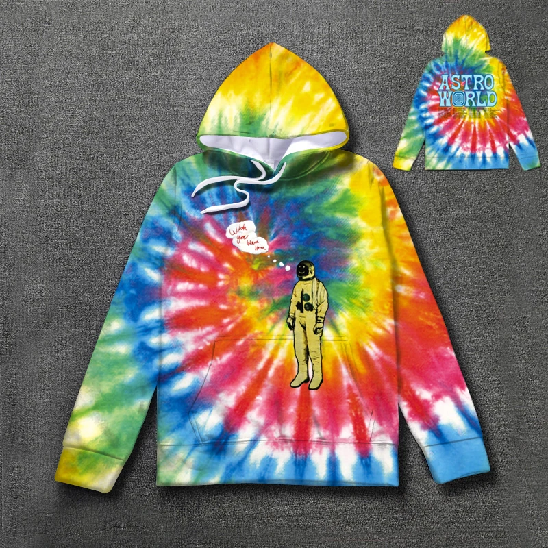 Уличная одежда Трэвиса Скотта астромира астронавта tie Dye Толстовка для мужчин и