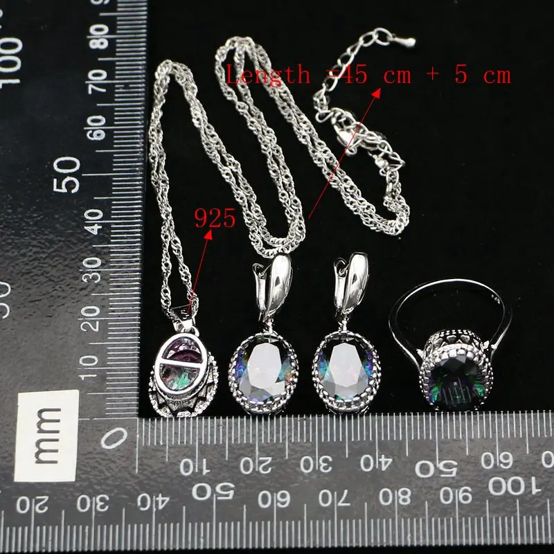 Ювелирные наборы из бисера с радужным топазом украшение серебра 925 пробы женские